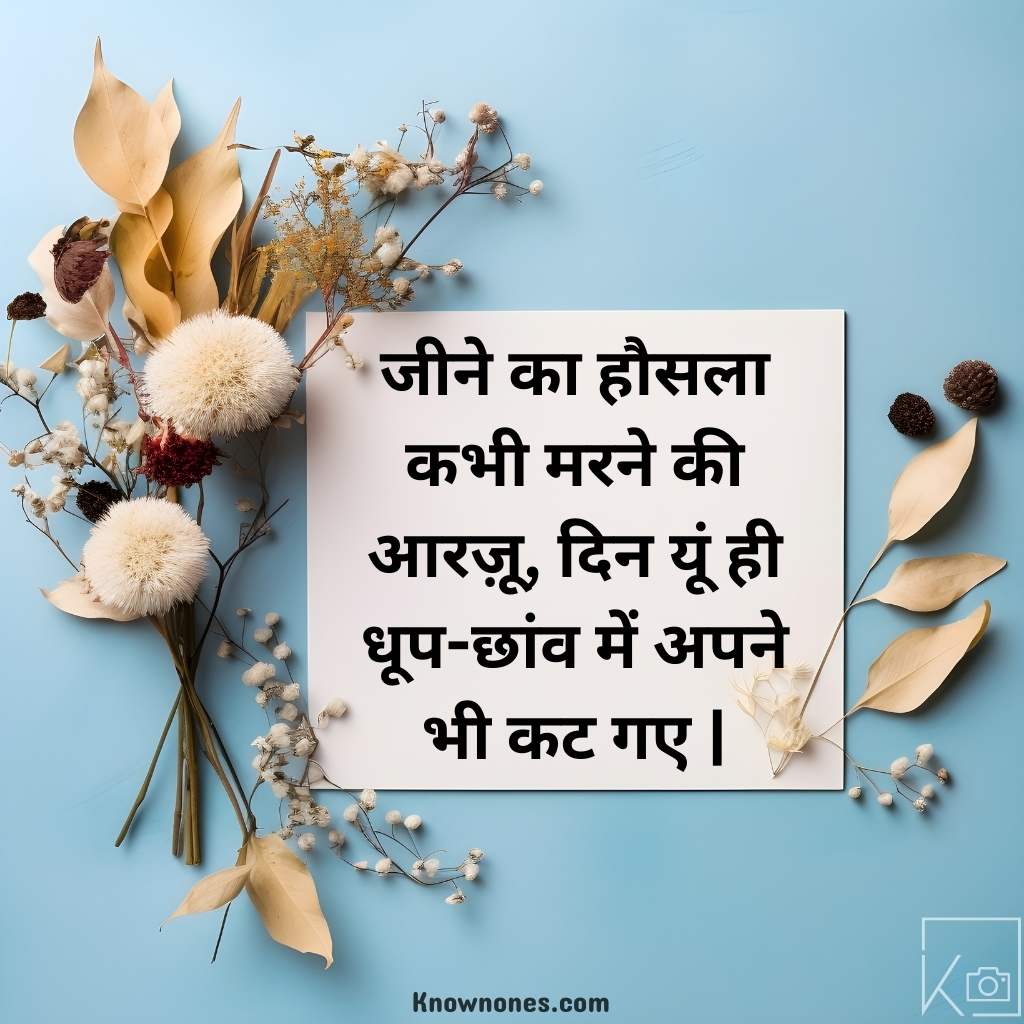 Shayari - Zindgi - floral background sky blue