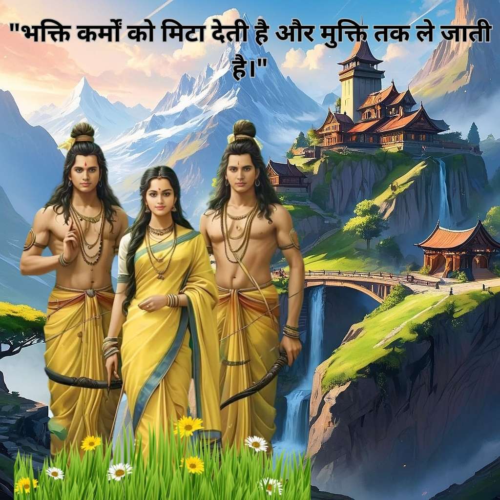 Dharmik - Religious images - indian god - ram lakshman sita standing infront of mountain city