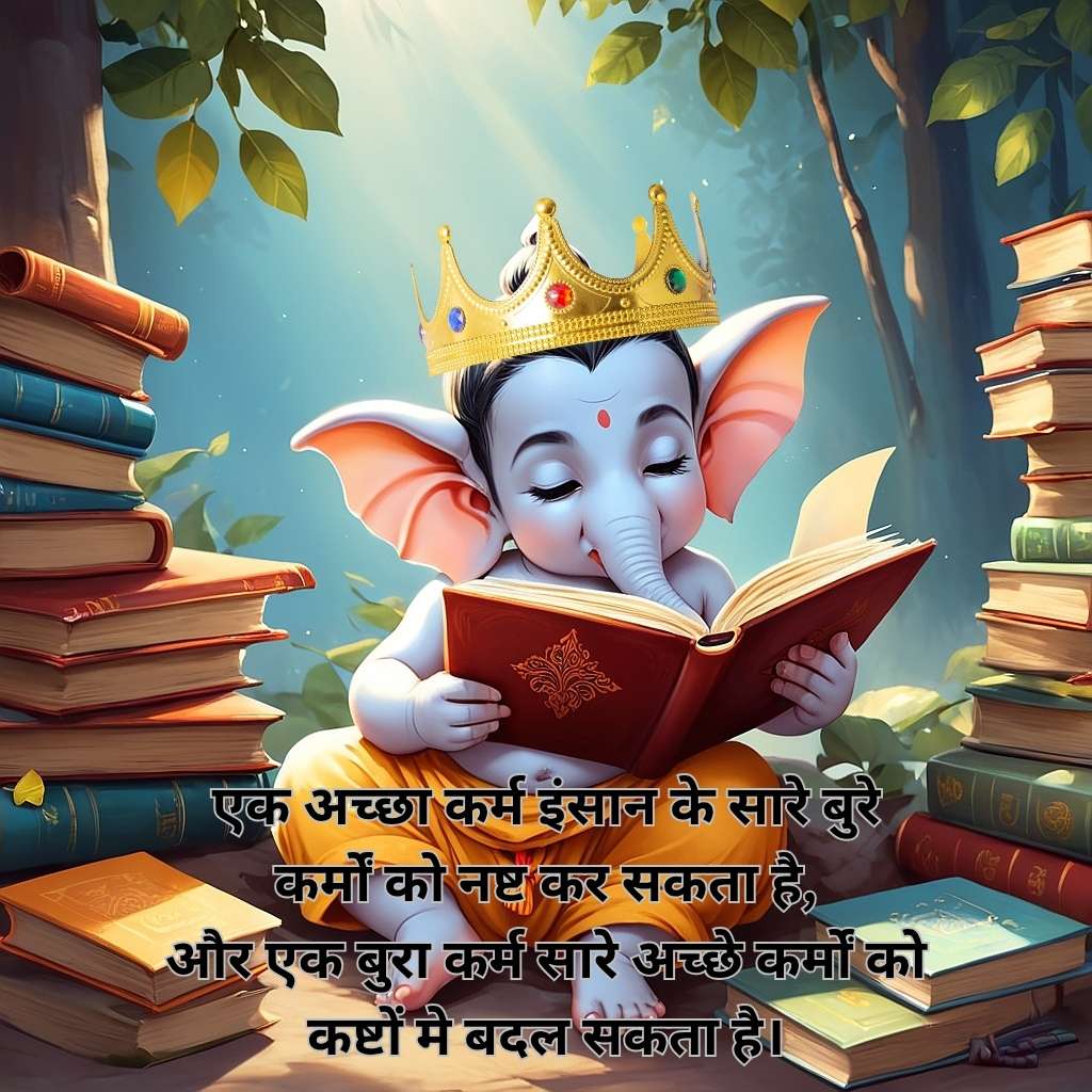 Dharmik - Religious images - indian god - bal ganesha reading book