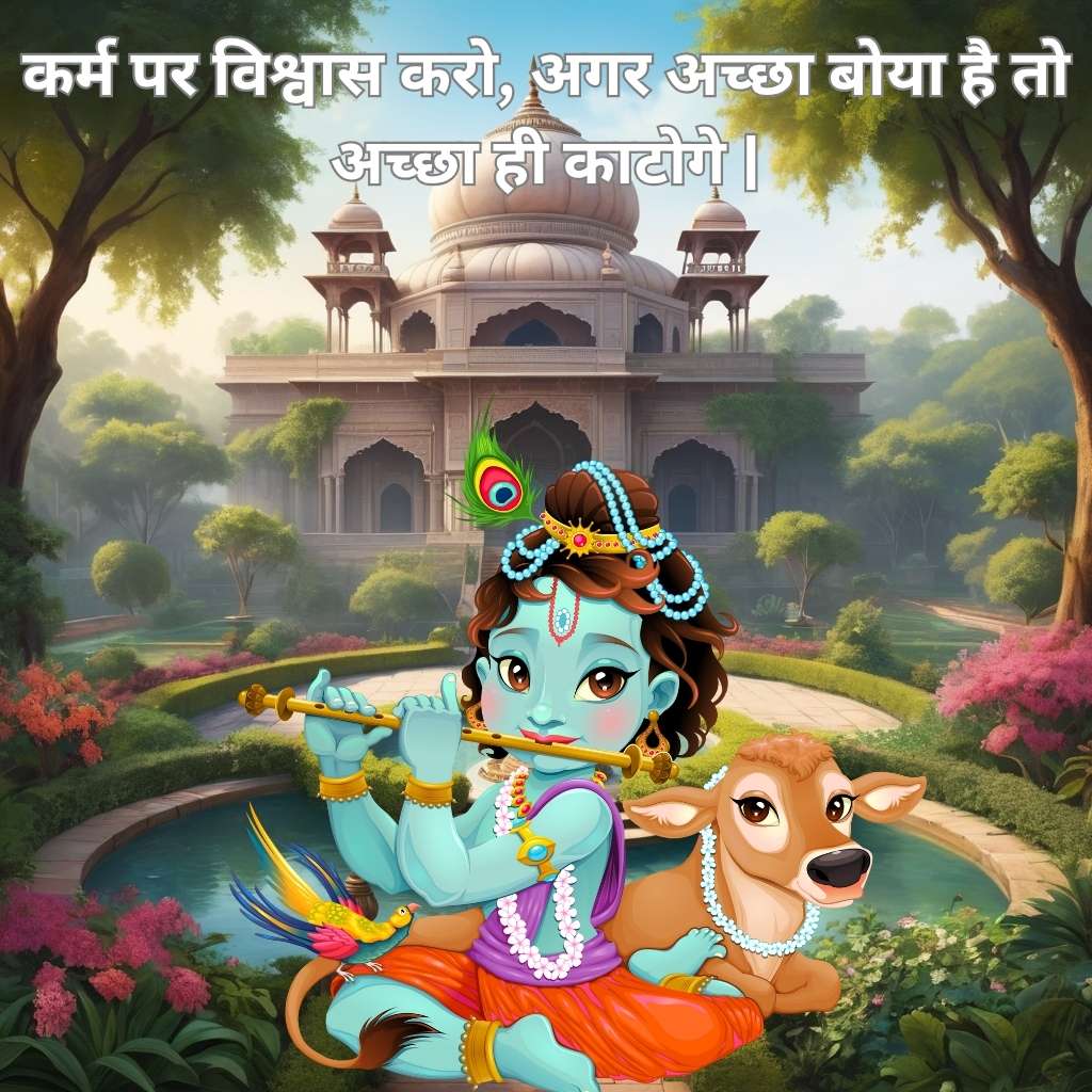 Dharmik - Religious images - indian god - bal gopal infronT of a stone palace
